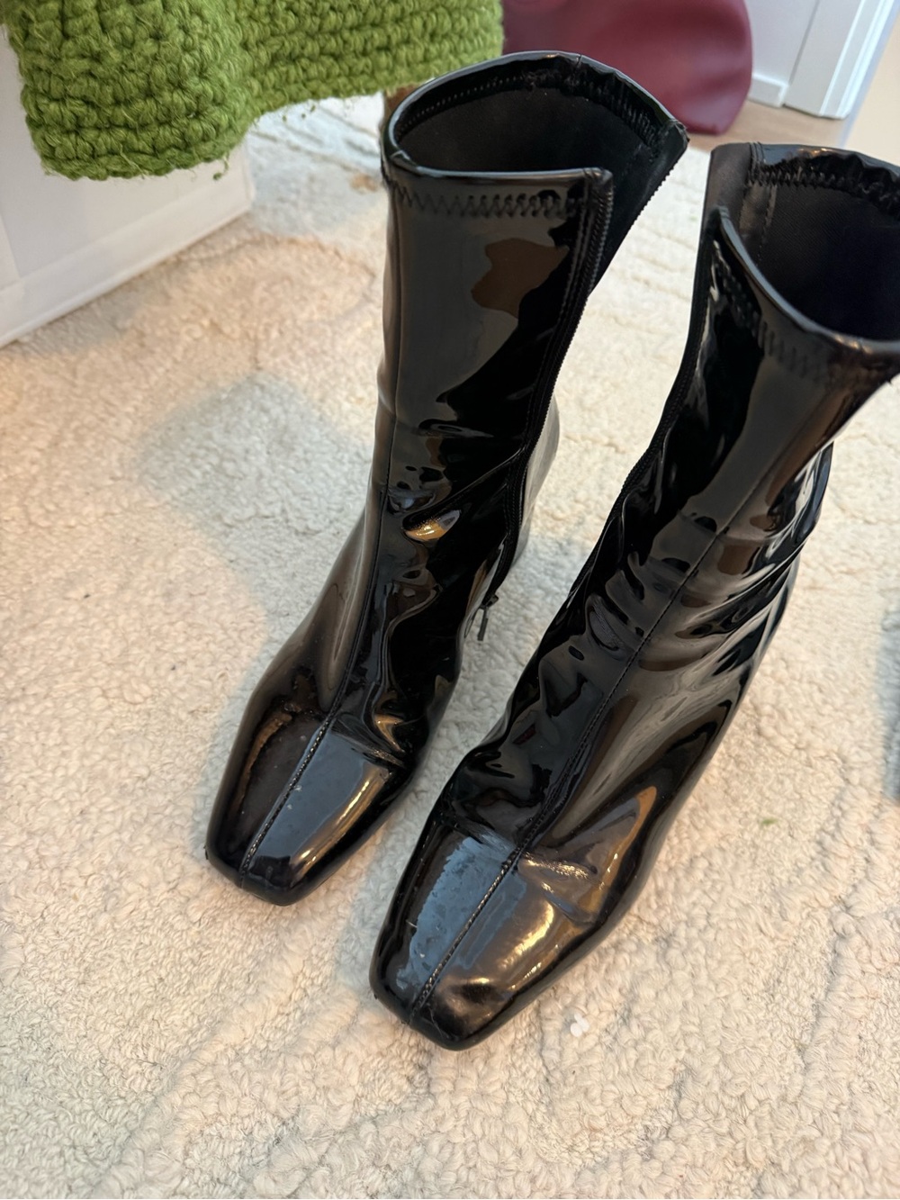 Aldo Patent Leather Black Ankle Boots